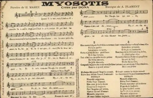 Lied Ak Myosotis, H. Maheu, Musik A. Flament