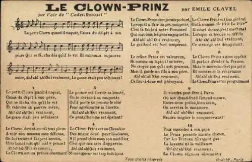 Lied Ak Le Clown Prinz, Emile Clavel
