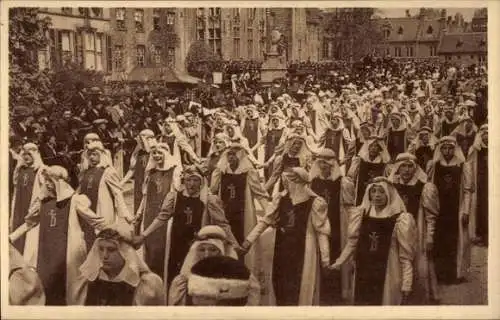 Ak Bruges Brügge Flandern Westflandern, Procession du St. Sang, Pucelles brugeoises