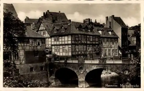 Ak Hannover in Niedersachsen, Marstallbrücke, Fachwerkhäuser