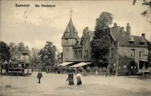 Ak Hannover in Niedersachsen, Am Pferdeturm, Straßenszene, Straßenbahn