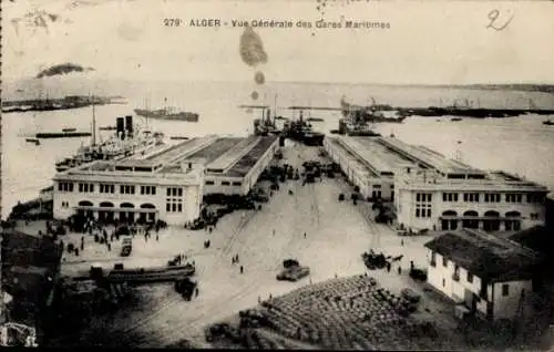 Ak Algier Alger Algerien, Vue Generale des Gares-Maritimes