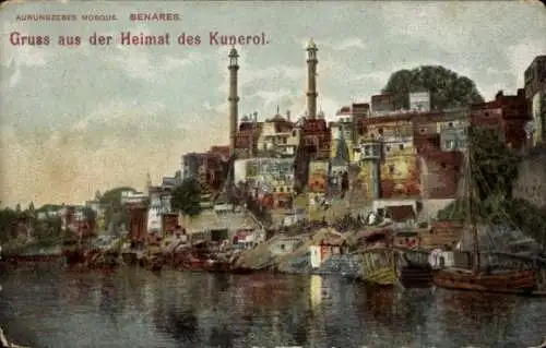 Künstler Ak Varanasi Benares Indien, Aurangzeb Moschee