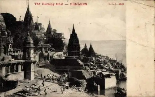 Ak Varanasi Benares Indien, Burning Ghat