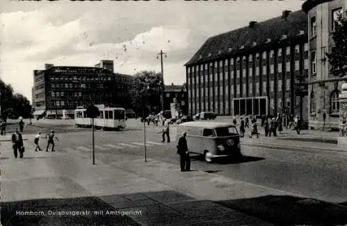 Ak Hamborn Duisburg im Ruhrgebiet, Duisburgerstraße, Amtsgericht, VW Bus, Straßenbahn