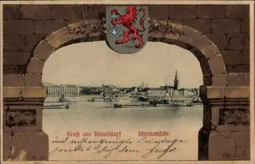 Ak Düsseldorf am Rhein, Rheinansicht, Wappen
