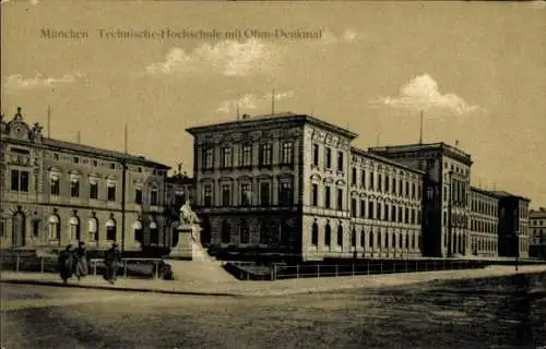 Ak München, Technische Hochschule, Ohm-Denkmal