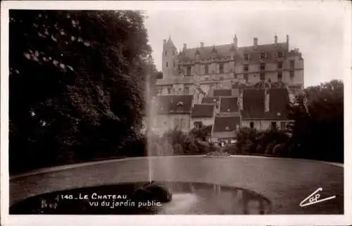 Ak Loches Indre-et-Loire, Chateau, Vu du jardin public