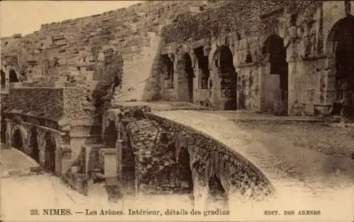 Ak Nîmes Gard, Les Arenes, Interieur