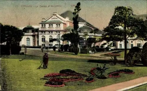 Ak Cabourg Calvados, Casino, Gartenanlage