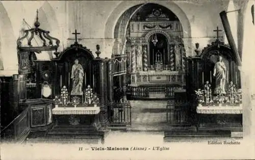 Ak Viels Maisons Aisne, Kirche, Innenansicht