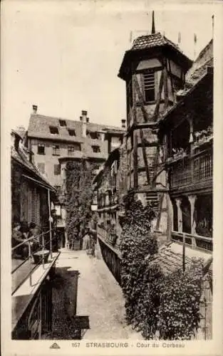 Ak Strasbourg Straßburg Elsass Bas Rhin, Cour du Corbeau