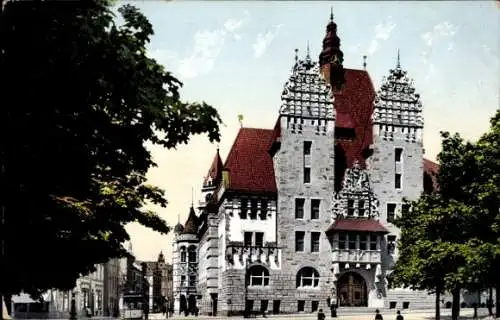 Ak Hansestadt Bremen, Verwaltungsgebäude, Straßenbahn