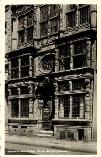 Ak Hansestadt Bremen, alte Giebel, Portal des Essighauses