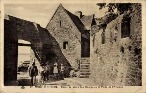 Ak Le Mont Saint Michel Manche, Wachhaus Bourgeois, Porte de l’Avancee
