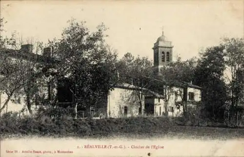 Ak Realville Tarn et Garonne, Kirche, Glockenturm