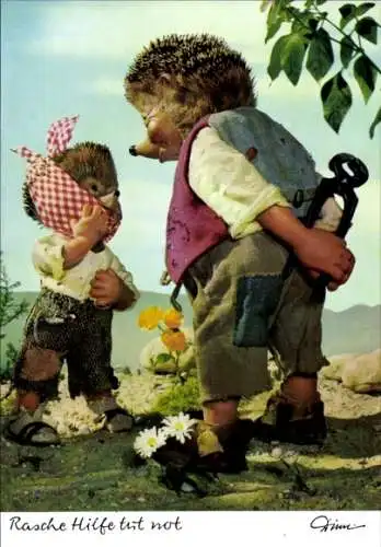 Ak Mecki der Igel, Rasche Hilfe tut not, Igelkind mit Zahnschmerzen, Zange