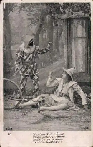 Ak Theaterszene, Frau auf dem Boden, Fahrrad, Unfall, Unterricht