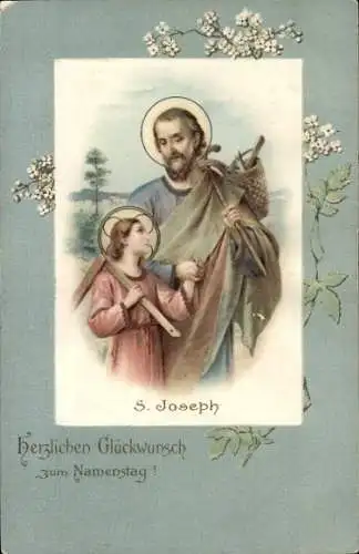 Ak Glückwunsch Namenstag, Josef, Jesus