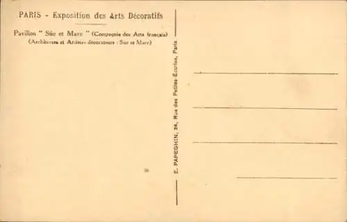 Ak Paris, Exposition Arts Décoratifs 1925, Pavillon "Süe et Mare"