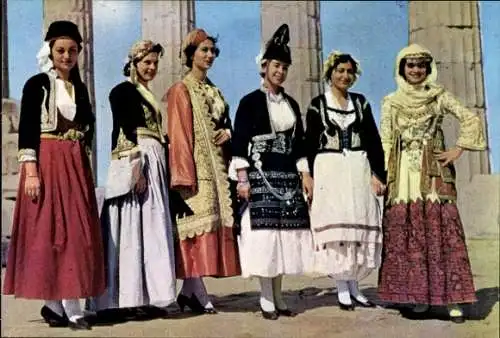 Ak Griechenland, Frauen in Trachten, Volkstracht, Griechische Tracht