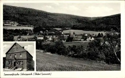 Ak Schaippach Gemünden am Main Unterfranken, Totale, Gasthof Zum Hirschen