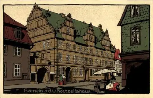 Steindruck Ak Hameln in Niedersachsen, Hochzeitshaus