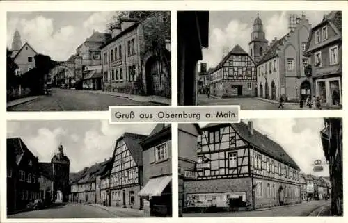 Ak Obernburg am Main Unterfranken, Straßenansichten, Fachwerkhäuser, Gasthaus zur Traube