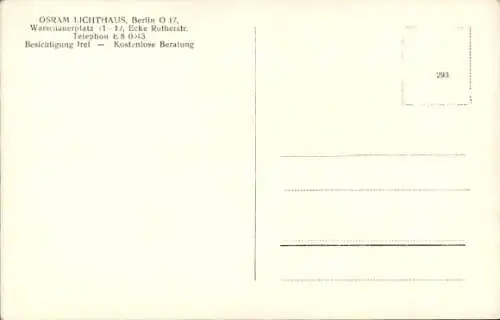 Ak Berlin Friedrichshain, Osram Lichthaus, Warschauer Platz 11, Ecke Rotherstraße