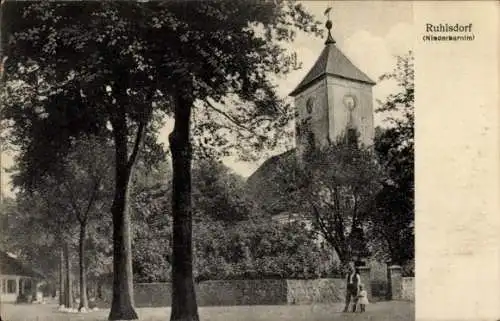 Ak Ruhlsdorf Marienwerder Kreis Barnim, Kirchturm
