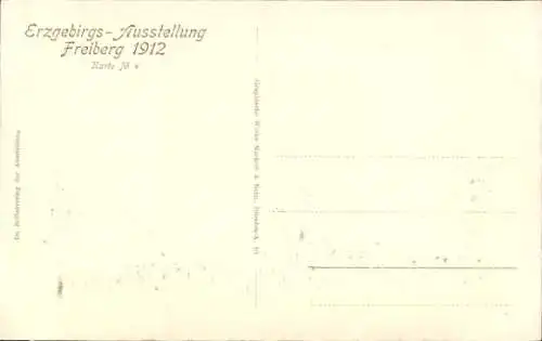 Ak Freiberg in Sachsen, Erzgebirgsausstellung 1912, Bergwerkshalle, Bergmannsbrunnen