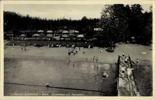 Ak Biesenthal in der Mark, Strandbad mit Terrassen