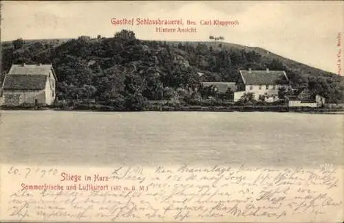 Ak Stiege Oberharz am Brocken, Gasthof Schlossbrauerei, Hintere Ansicht