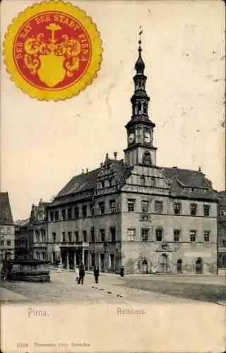 Ak Pirna an der Elbe, Rathaus, Siegel Rat der Stadt