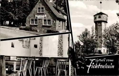 Ak Hammelburg in Unterfranken Bayern, Lager, Gaststätte Fichtenhain, Turm, Gastraum