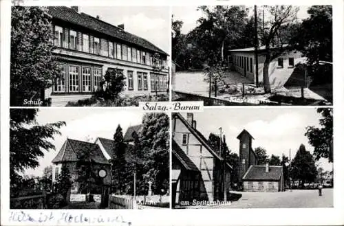 Ak Barum Salzgitter in Niedersachsen, Schule, Kindergarten, Kirche, Spritzenhaus