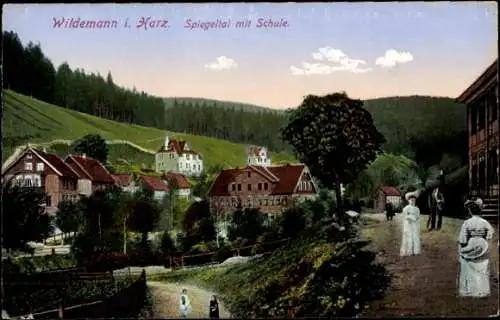 Ak Wildemann Clausthal Zellerfeld im Oberharz, Spiegeltal, Schule