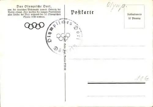 Künstler Ak Dallgow Döberitz im Havelland, Olympisches Dorf, Olympia 1936