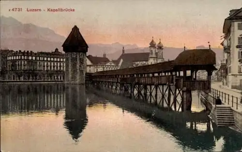 Ak Luzern Stadt Schweiz, Kapellbrücke