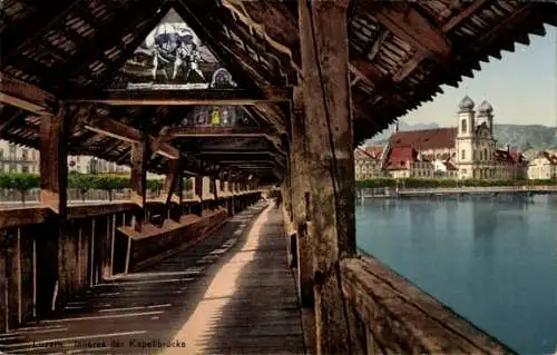 Ak Luzern Stadt Schweiz, Kapellbrücke, Innenansicht