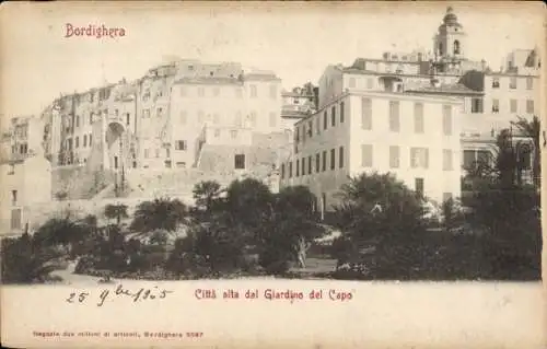 Ak Bordighera Liguria, Citta alta dal Giardino del Capo