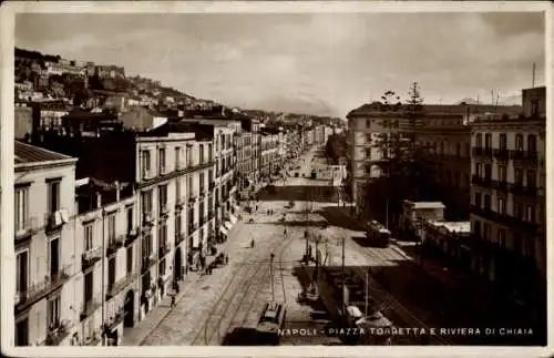 Ak Napoli Neapel Campania, Piazza Torretta e Riviera di Chiaia