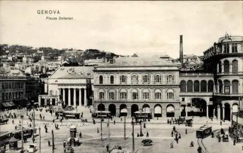 Ak Genova Genua Liguria, Piazza Deferrari