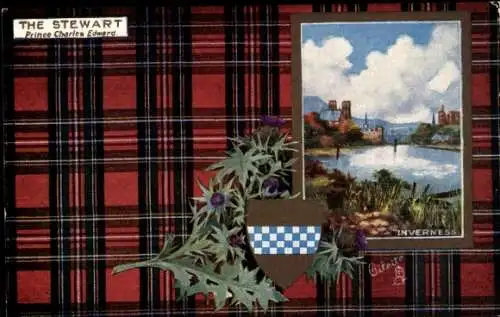 Wappen Ak Inverness Schottland, The Stewart, Prinz Charles Edward