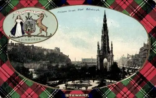 Wappen Passepartout Ak Edinburgh Schottland, Princes Street
