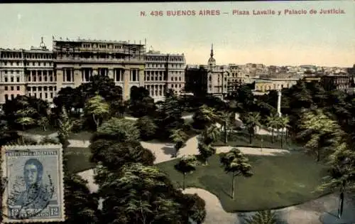 Ak Buenos Aires Argentinien, Plaza Lavalle y Palacio de Justicia