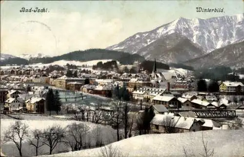 Ak Bad Ischl in Oberösterreich, Gesamtansicht, Winter