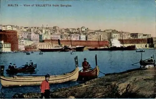 Ak Valletta Malta, Blick von Senglea