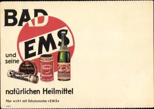 Ak Bad Ems im Rhein Lahn Kreis,Reklame, Emser Pastillen, Heilmittel