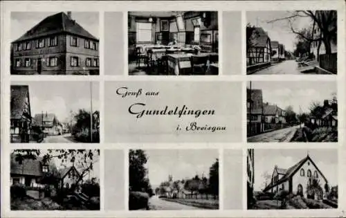 Ak Gundelfingen im Breisgau, Gasthaus zum Engel, Kirche